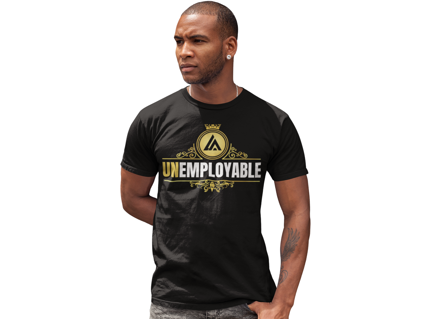 UNEMPLOYABLE blk/gold tee